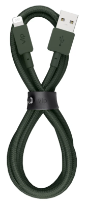 Фото 1 — Кабель "vlp" Nylon Cable USB С - Lightning MFI, 1.2м, темно-зеленый
