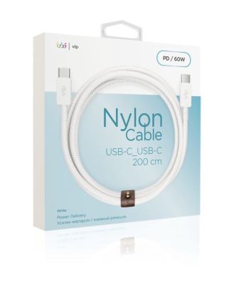 Фото 2 — Кабель "vlp" Nylon Cable USB C - USB C, 60W, 2м, белый